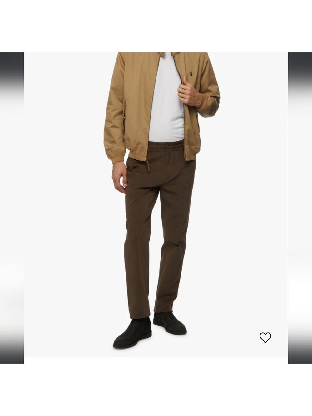 Paul & Shark men's brown chino cotton wide leg trouser pants 34x 32.5